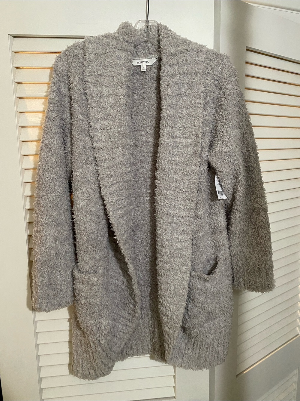 Honeydew Intimates Soft Gray Open-Front Fuzzy Cardigan